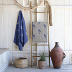 Jacquard cotton fouta 100x200 PALM TREE Greek blue
