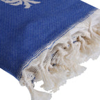 Jacquard cotton fouta 100x200 PALM TREE Greek blue