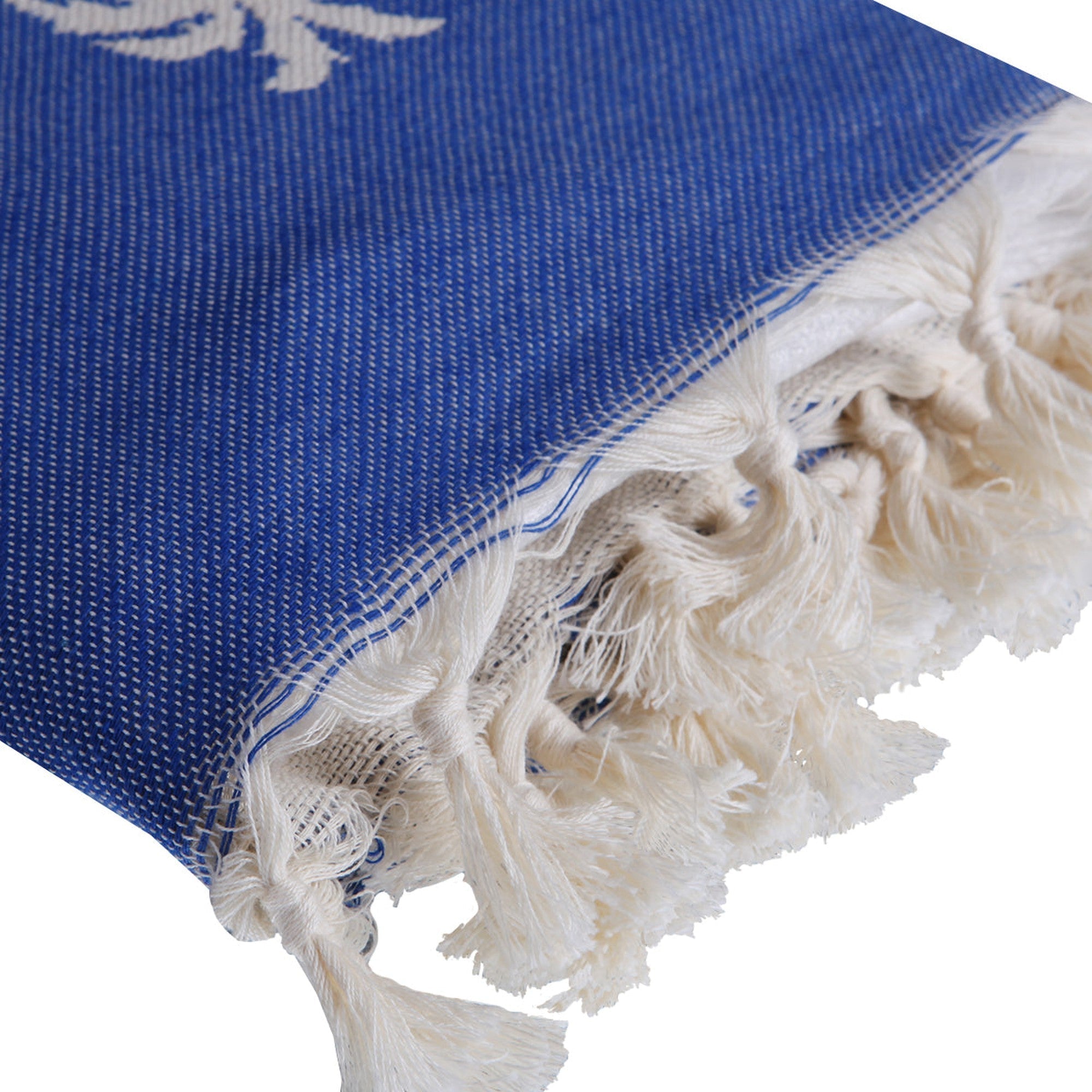 Jacquard cotton fouta 100x200 PALM TREE Greek blue