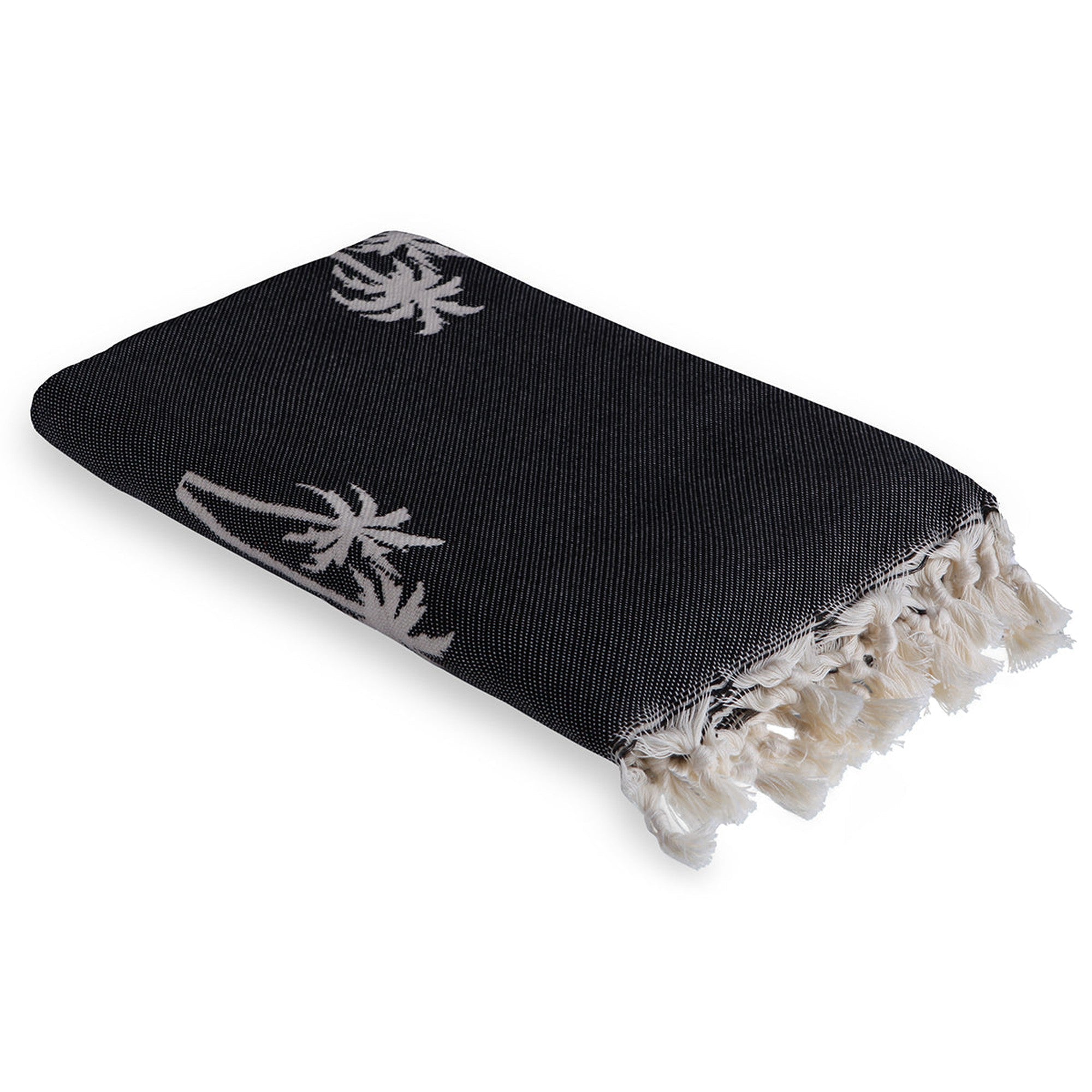 Fouta Jacquard Coton 100X200 Palmier Noir