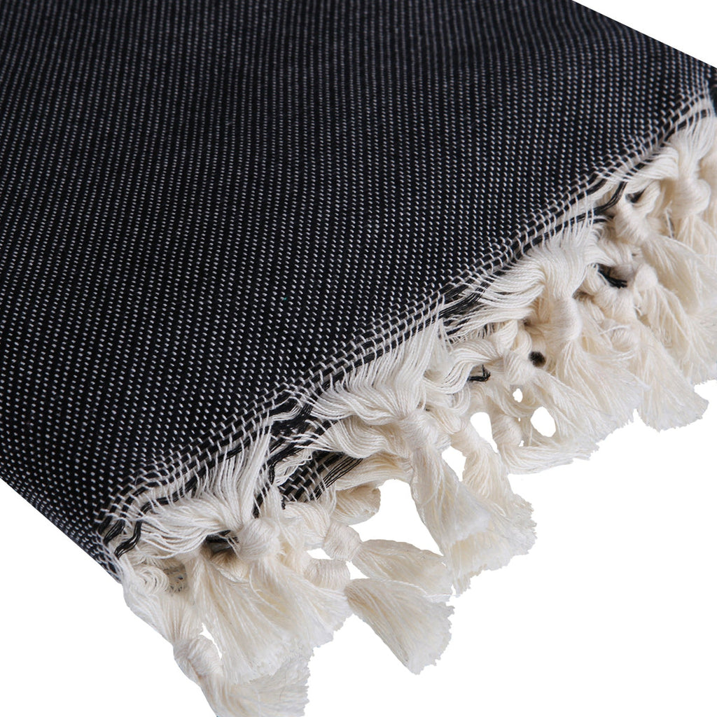Fouta Jacquard Coton 100X200 Palmier Noir