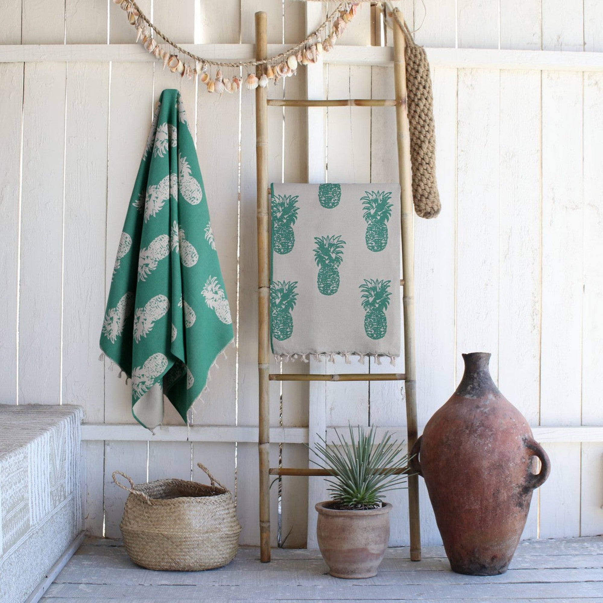 Jacquard cotton fouta 100x200 PINEAPPLE brazil green