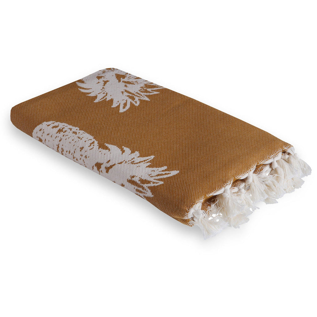 Jacquard cotton fouta 100x200 PINEAPPLE mustard yellow