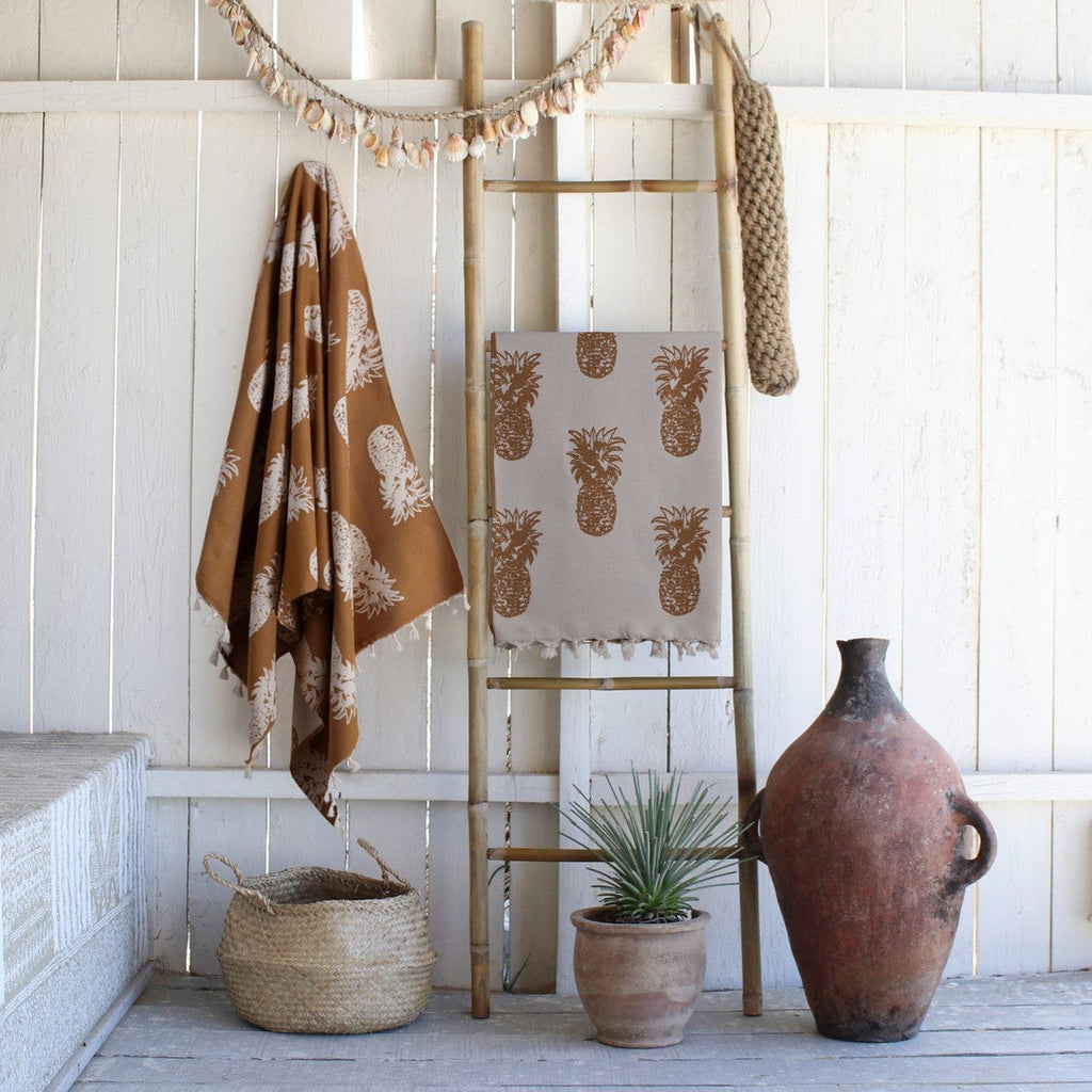 Jacquard cotton fouta 100x200 PINEAPPLE mustard yellow