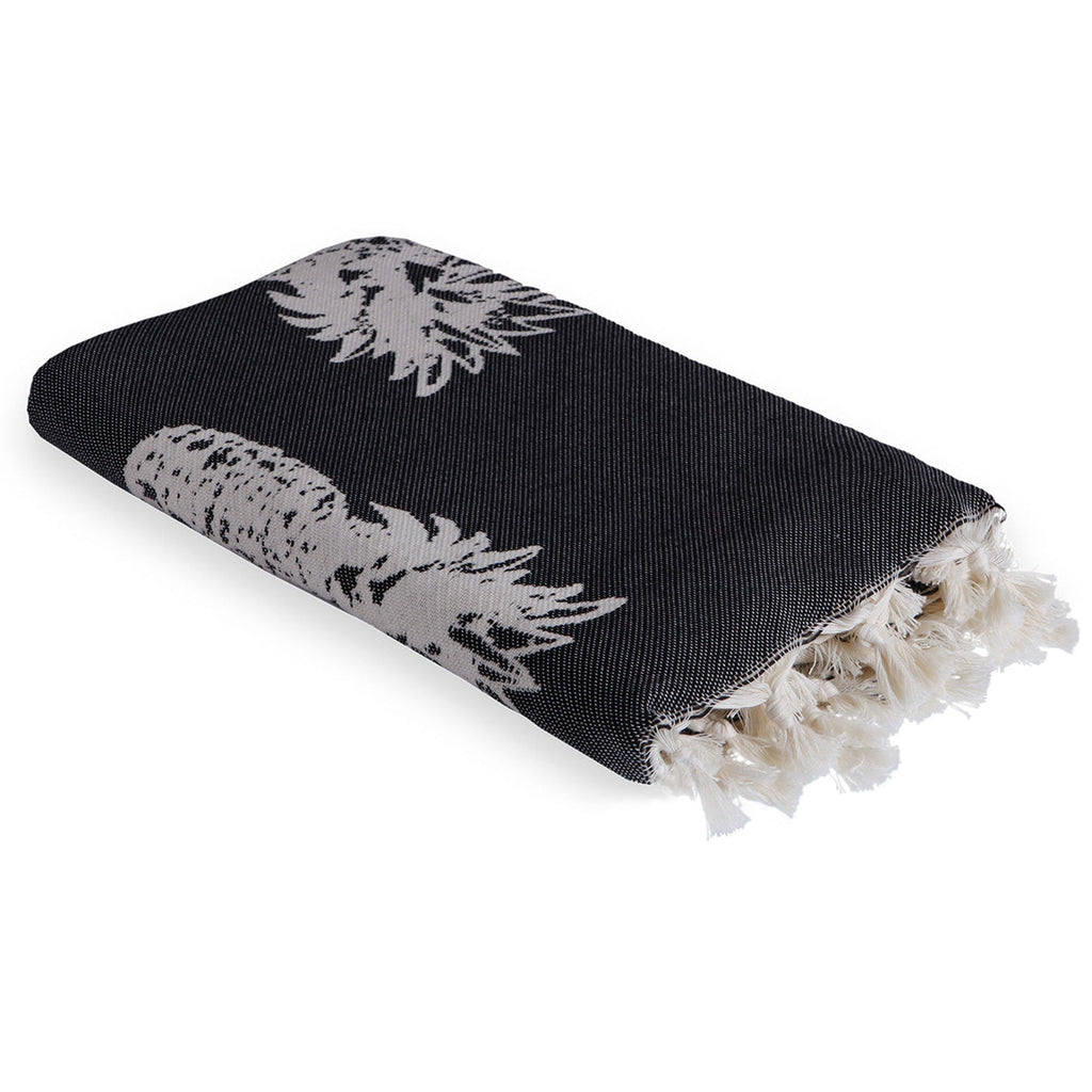 Fouta jacquard coton 100x200 ANANAS noir