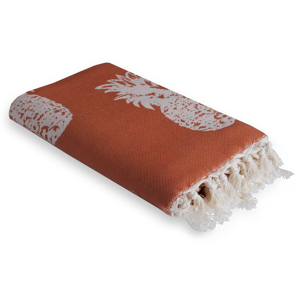 Fouta Jacquard Coton 100X200 Ananas Terracotta