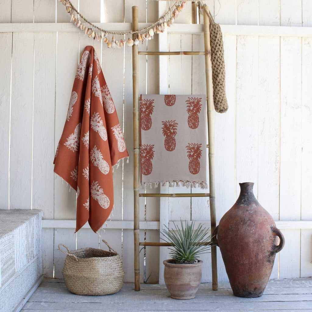Fouta Jacquard Coton 100X200 Ananas Terracotta