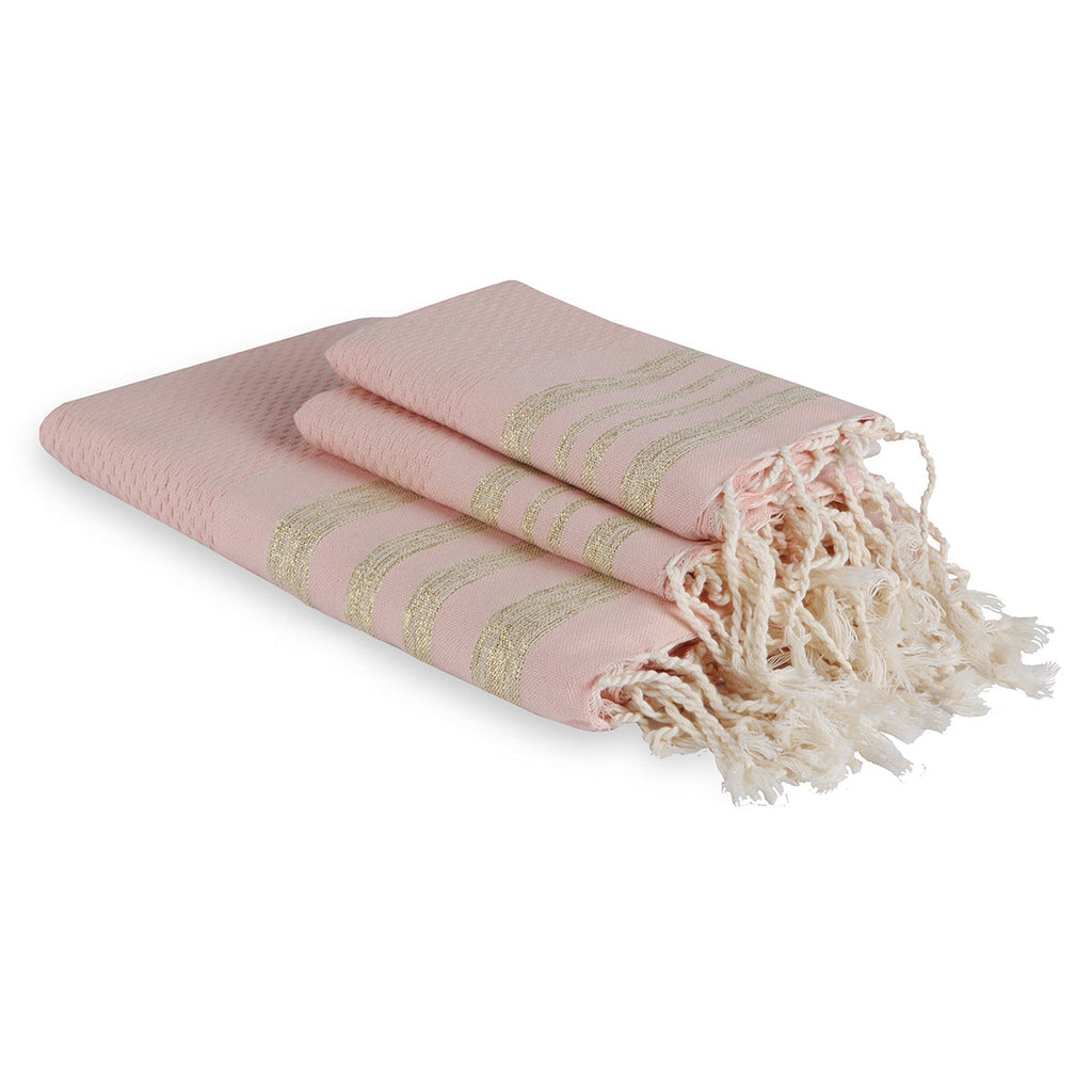 Bath towels (1+2) cotton 100x200+2(40x60) HAMPTONS powder pink / gold