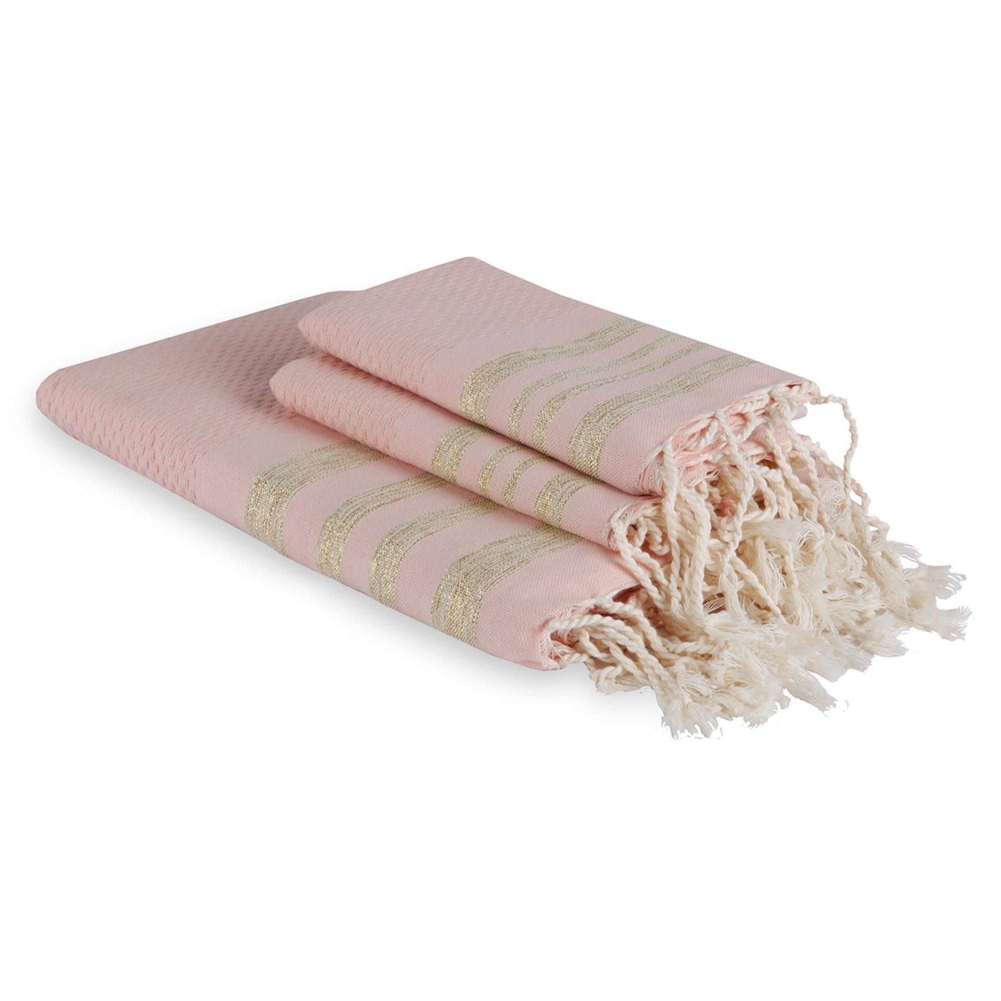 Bath towels (1+2) cotton 100x200+2(40x60) HAMPTONS powder pink / gold