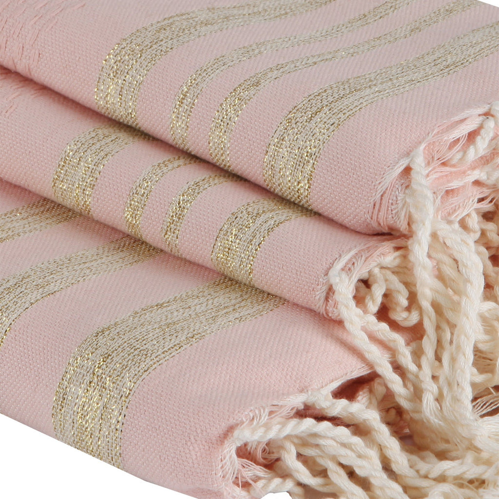Bath towels (1+2) cotton 100x200+2(40x60) HAMPTONS powder pink / gold