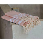 Bath towels (1+2) cotton 100x200+2(40x60) HAMPTONS powder pink / white