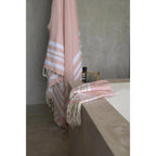 Bath towels (1+2) cotton 100x200+2(40x60) HAMPTONS powder pink / white