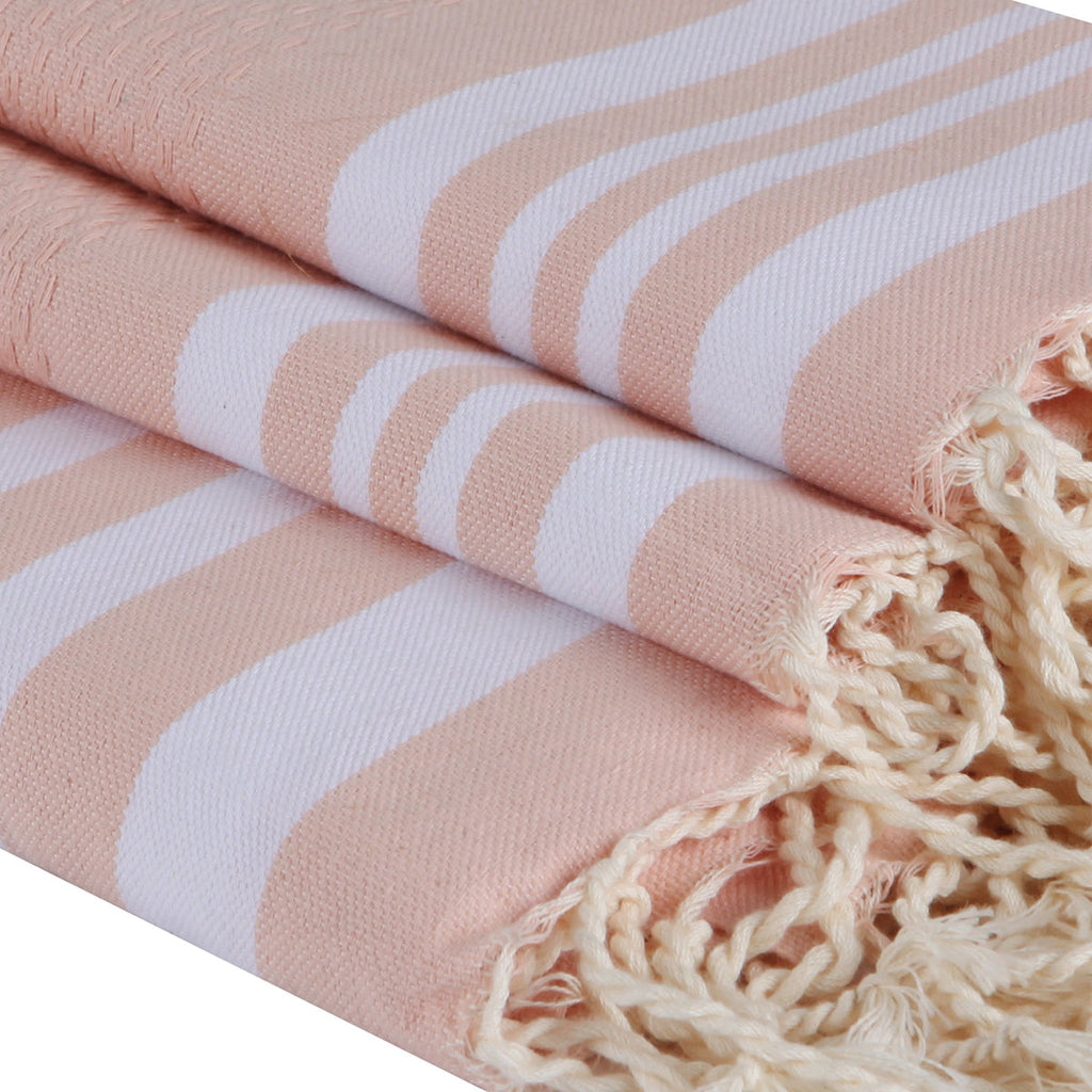 Bath towels (1+2) cotton 100x200+2(40x60) HAMPTONS powder pink / white