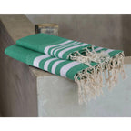 Foutas De Bain (1+2) Coton 100X200+2(40X60) Hamptons Vert Brésil / Blanc