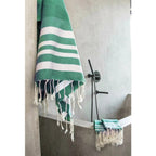 Foutas De Bain (1+2) Coton 100X200+2(40X60) Hamptons Vert Brésil / Blanc