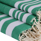 Foutas De Bain (1+2) Coton 100X200+2(40X60) Hamptons Vert Brésil / Blanc