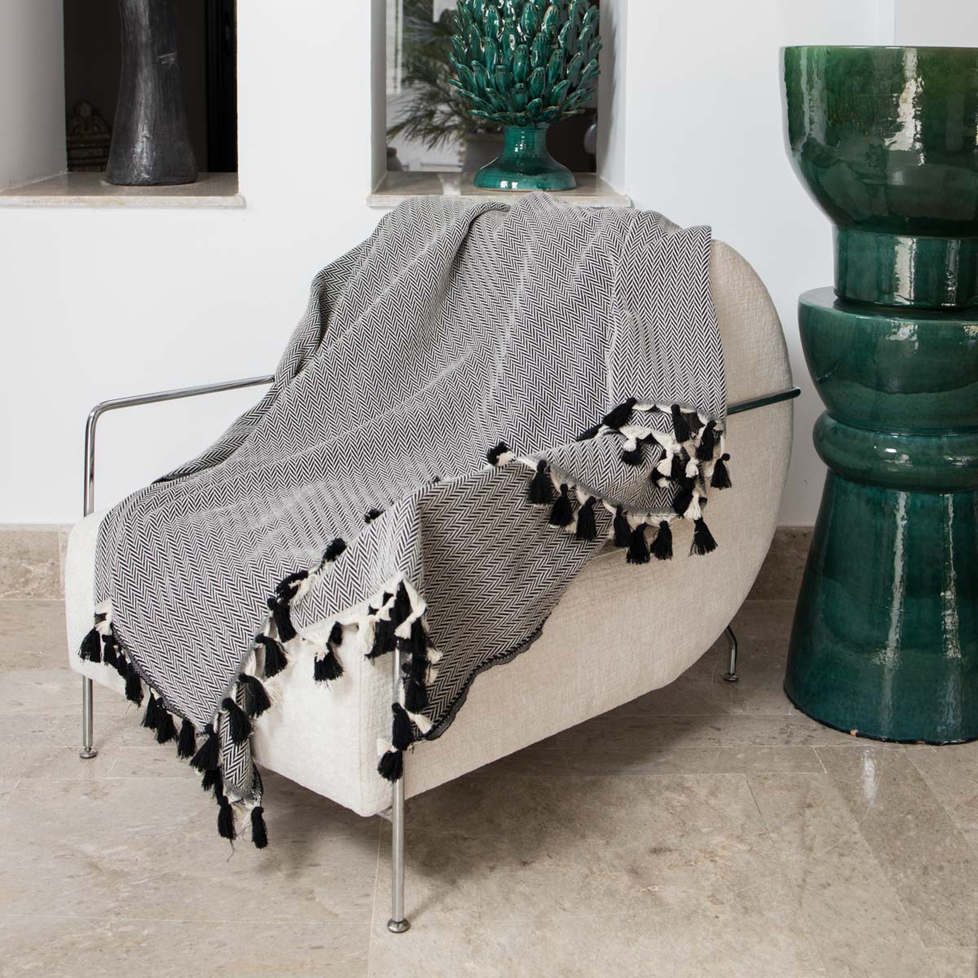 Megeve - Plaid - Coton - Noir