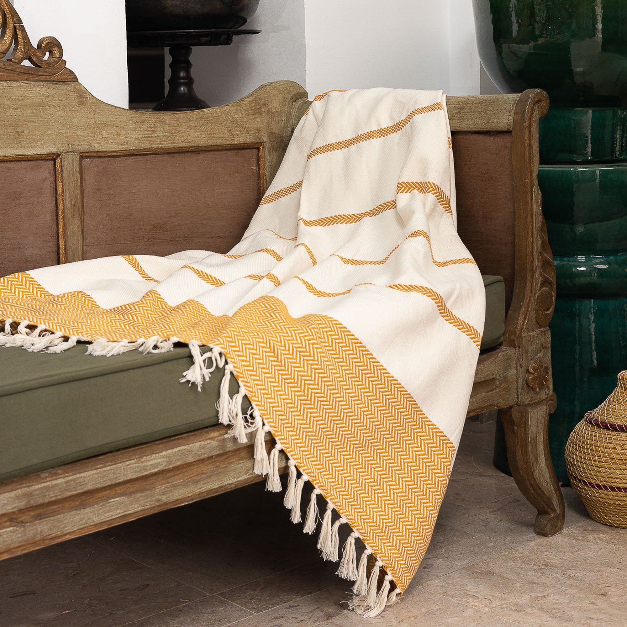 Liv - Throw - Cotton - Mustard Yellow