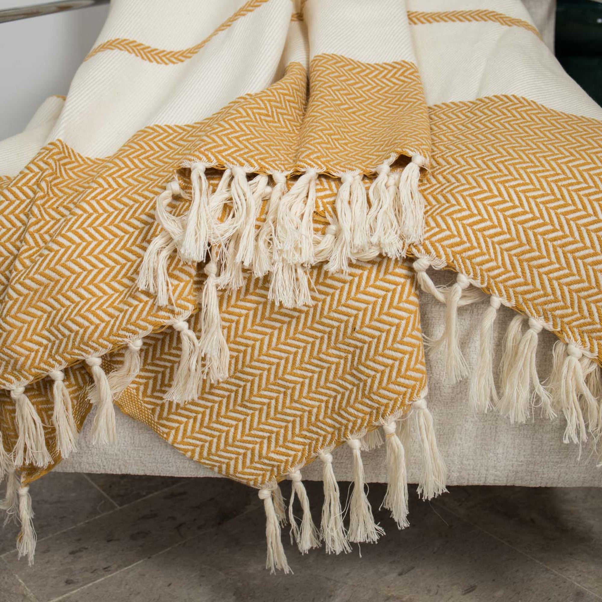 Liv - Throw - Cotton - Mustard Yellow
