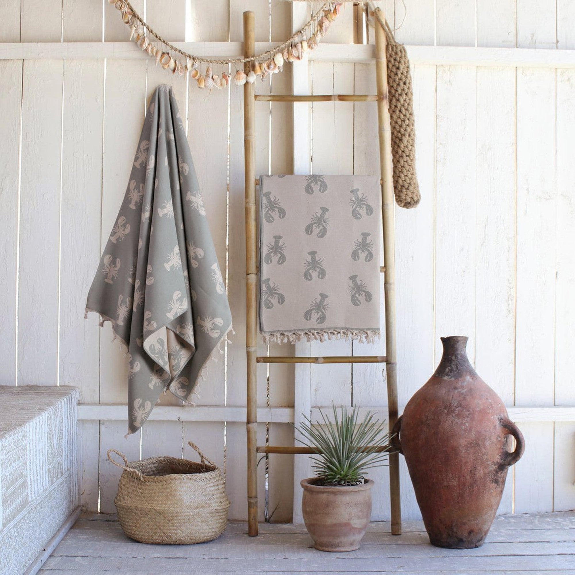 Jacquard cotton fouta 100x200 LOBSTER light taupe