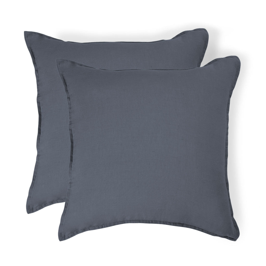 Camille - Funda De Almohada (X2) - Lino Lavado - Azul Tormenta