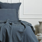 Camille - Funda De Almohada (X2) - Lino Lavado - Azul Tormenta