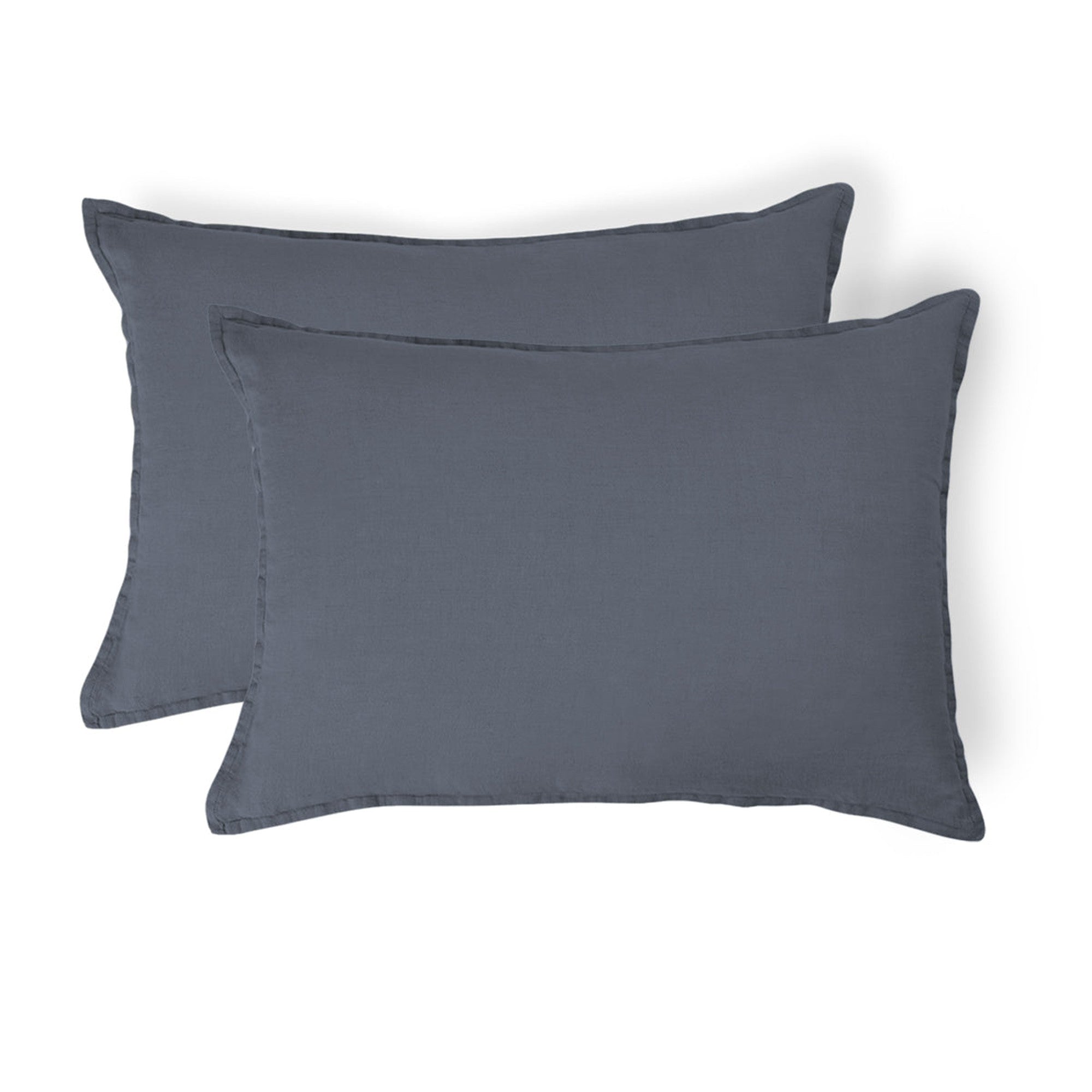 Camille - Funda De Almohada (X2) - Lino Lavado - Azul Tormenta