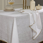 Camille - Tablecloth - Washed Linen - White/Gold