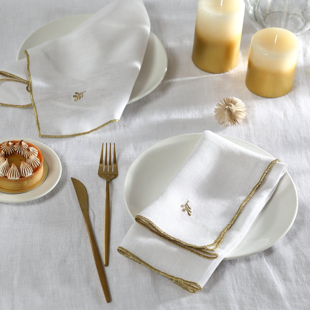 Camille - Tablecloth - Washed Linen - White/Gold