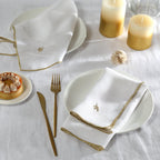 Camille - Tablecloth - Washed Linen - White/Gold