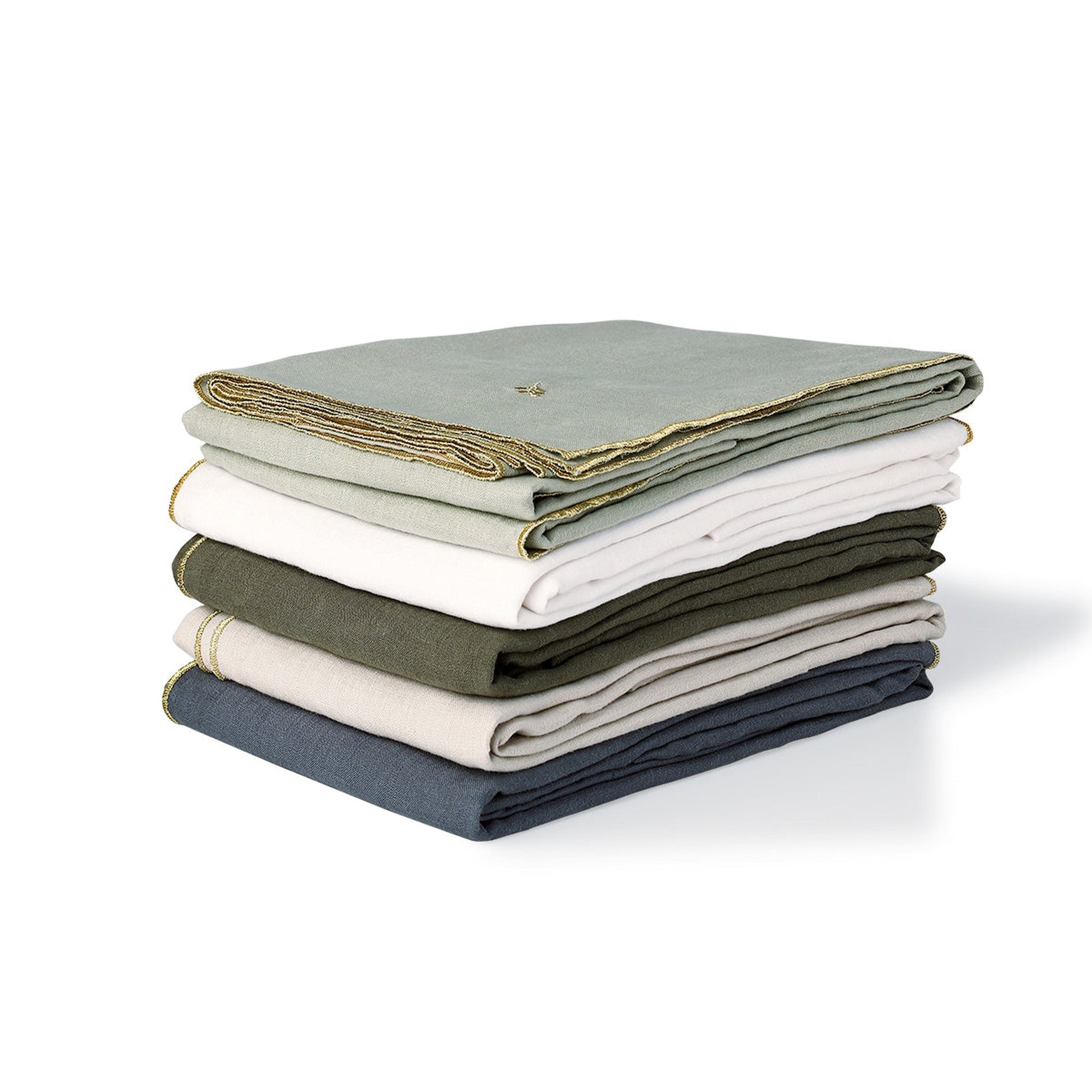 Camille - Tablecloth - Washed Linen - White/Gold
