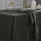 Camille - Nappe - Lin Lavé - Vert Kaki/Or