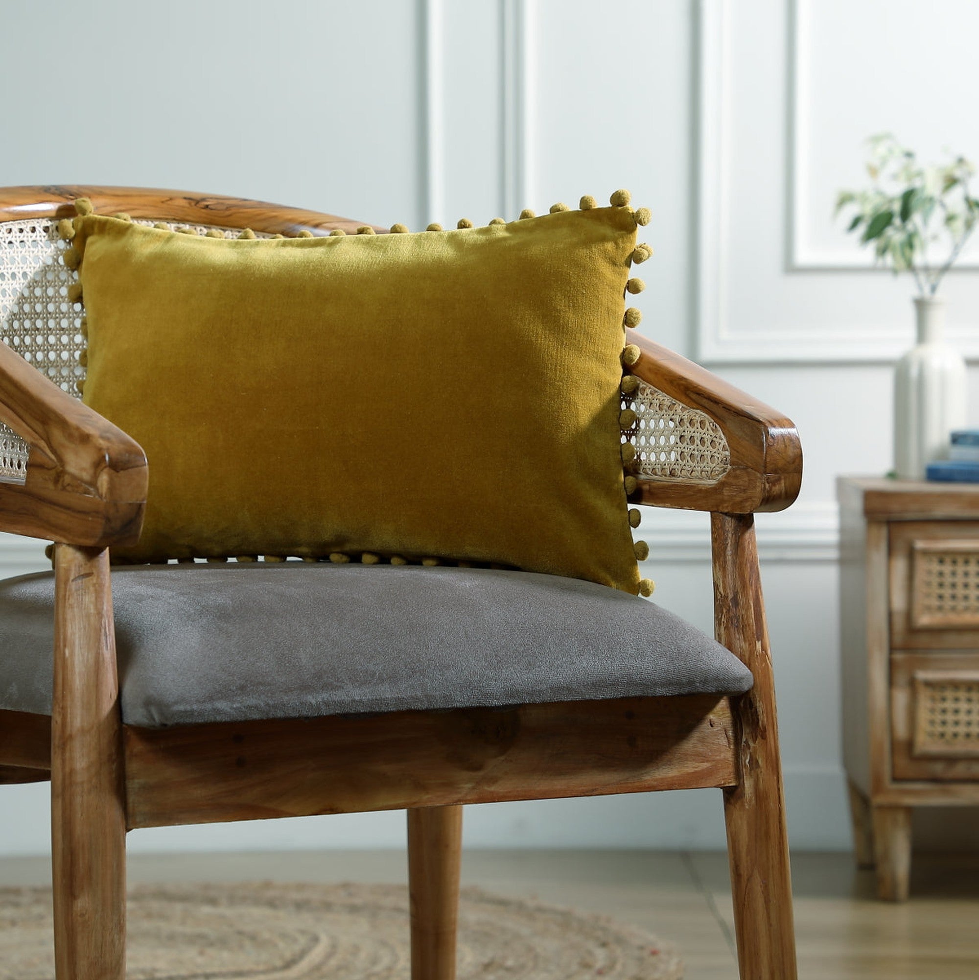 Velvet - Funda De Cojín - Terciopelo De Algodón - Amarillo Mostaza