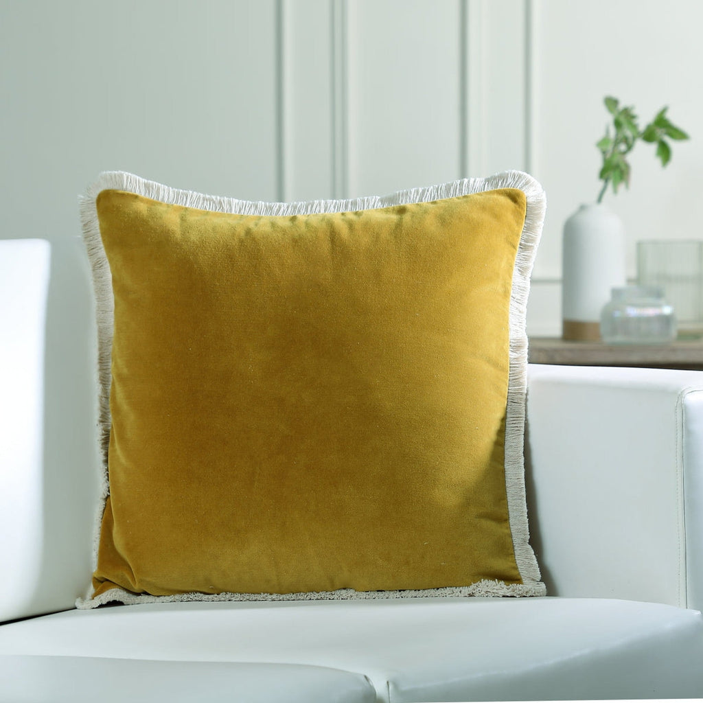 Riva - Cushion - Cotton Velvet - Mustard Yellow