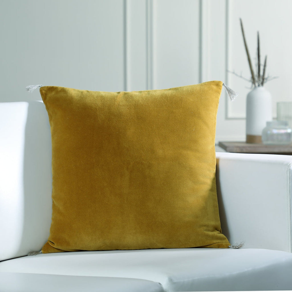 Danube - Funda De Cojín - Terciopelo De Algodón - Amarillo Mostaza