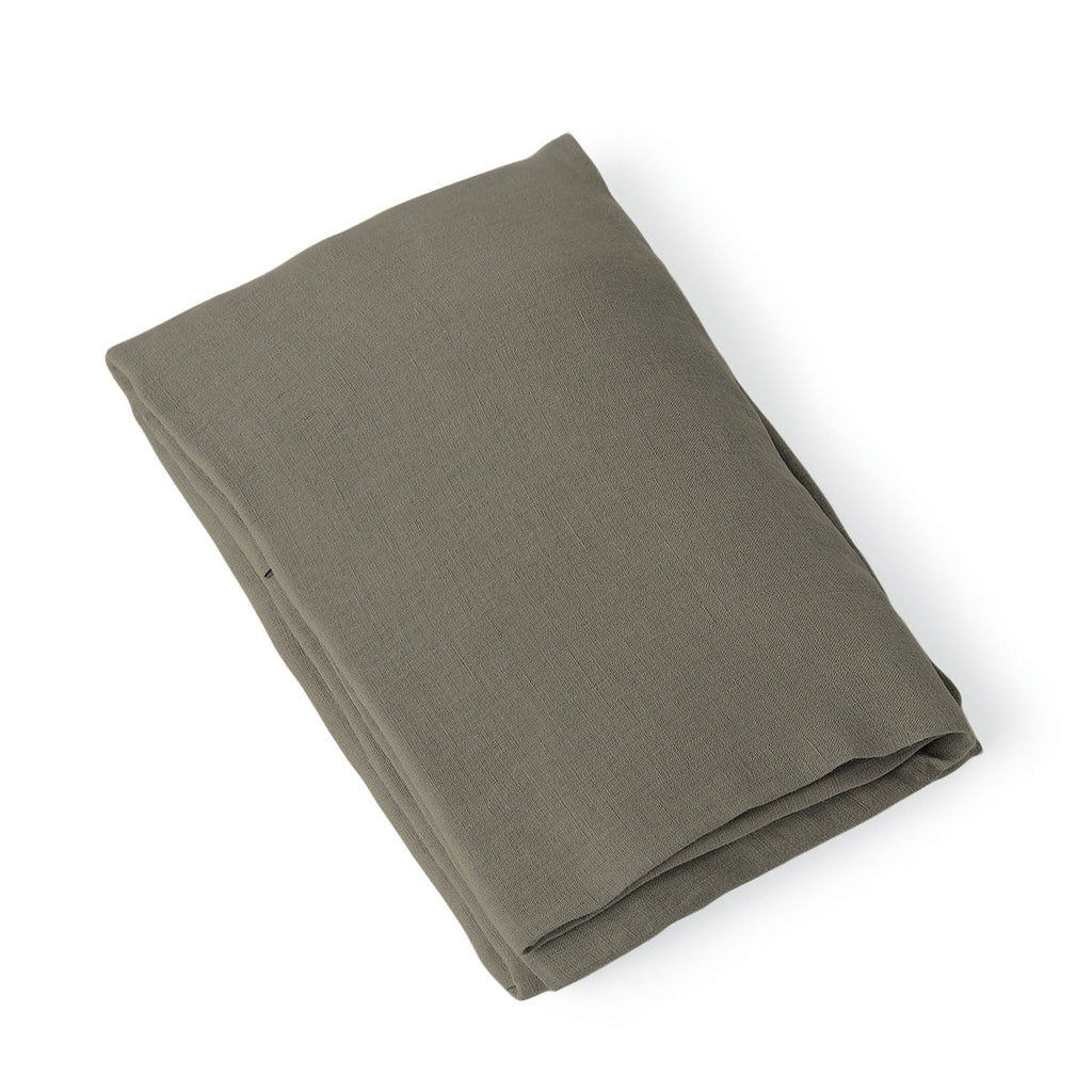 Camille - Flat Sheet - Washed Linen - Khaki Green