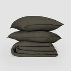 Camille - Bedding Set + Pillowcases - Washed Linen - Khaki Green