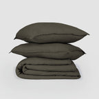 Camille - Bedding Set + Pillowcases - Washed Linen - Khaki Green