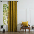 Velvet - Cortina Con Ollaos - Terciopelo De Algodón - Amarillo Mostaza