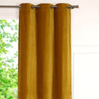 Velvet - Cortina Con Ollaos - Terciopelo De Algodón - Amarillo Mostaza