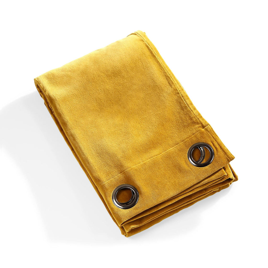 Velvet - Cortina Con Ollaos - Terciopelo De Algodón - Amarillo Mostaza