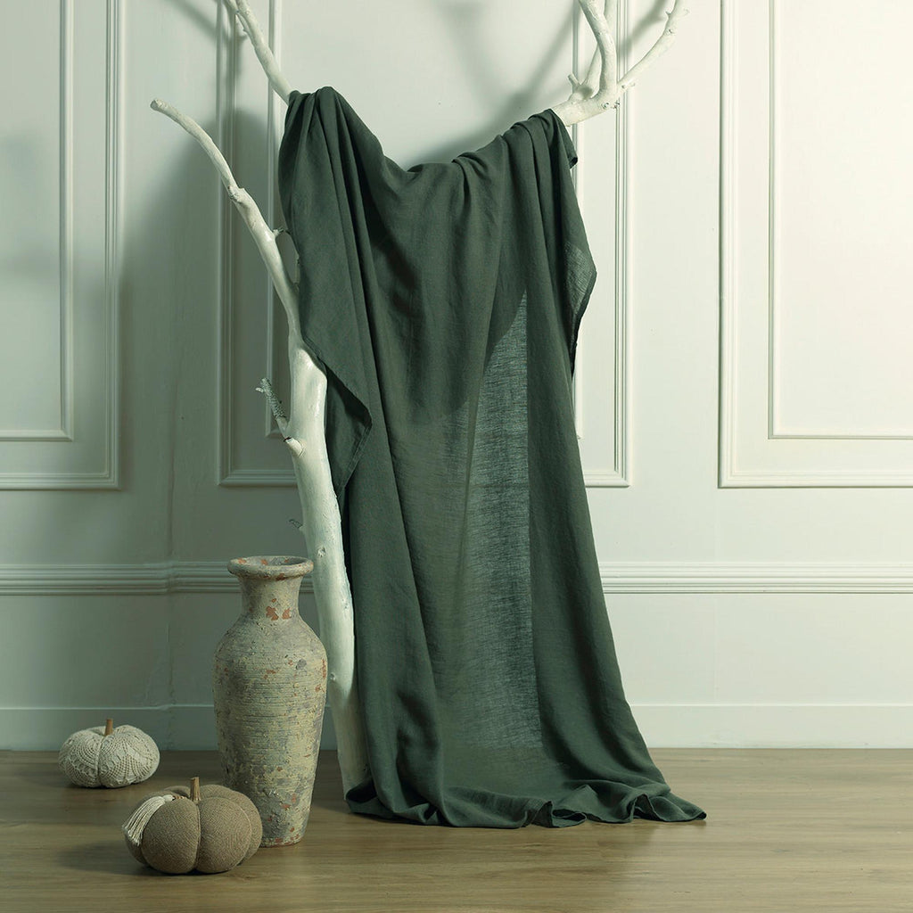 Camille - Bedspread - Washed Linen - Khaki Green