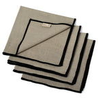 Ernest - Lot De 4 Serviettes De Table - Naturel/Noir