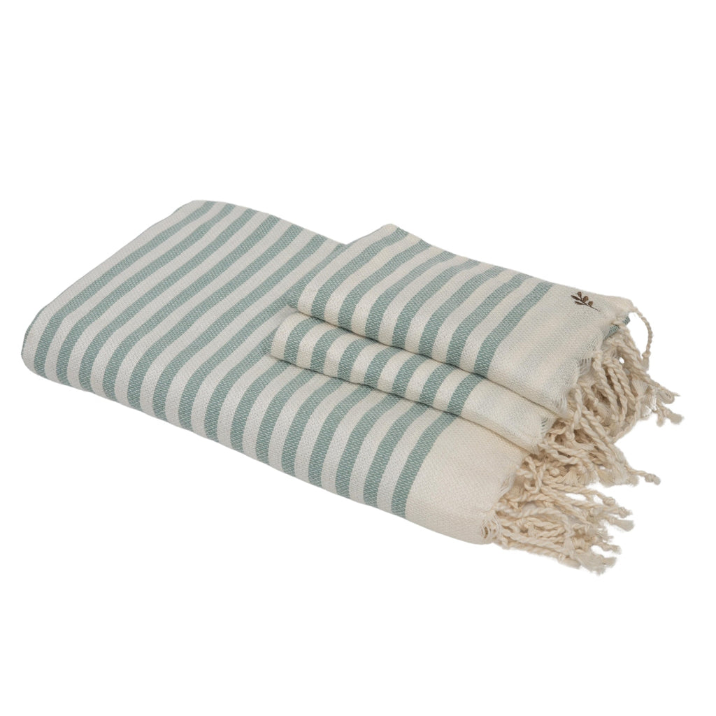 Bath Towels (1 &amp; 2) Cotton 100x200 &amp; 2 (40x60) - Hossegor - Aqua Green