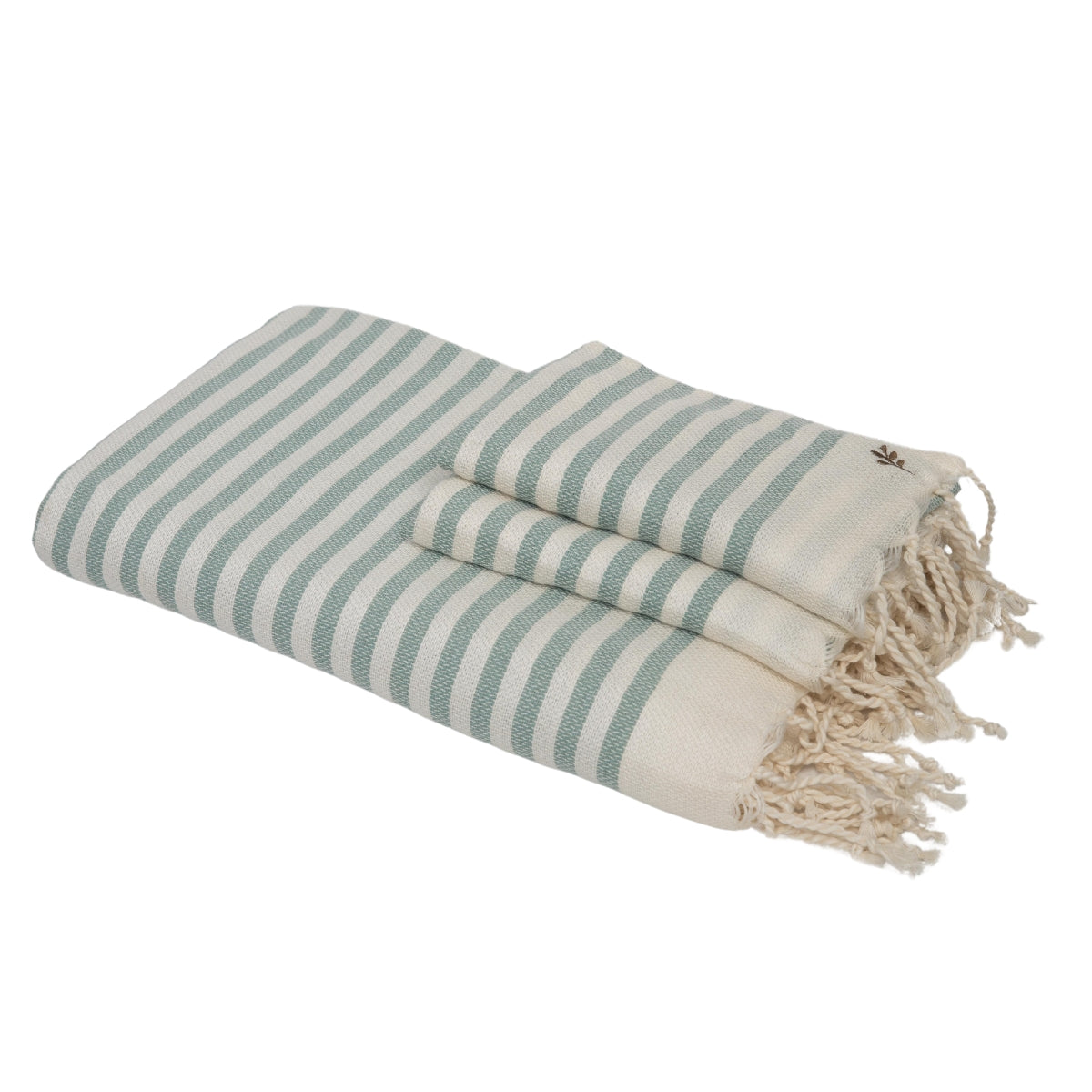 Bath Towels (1 &amp; 2) Cotton 100x200 &amp; 2 (40x60) - Hossegor - Aqua Green