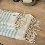 Bath Towels (1 &amp; 2) Cotton 100x200 &amp; 2 (40x60) - Hossegor - Aqua Green