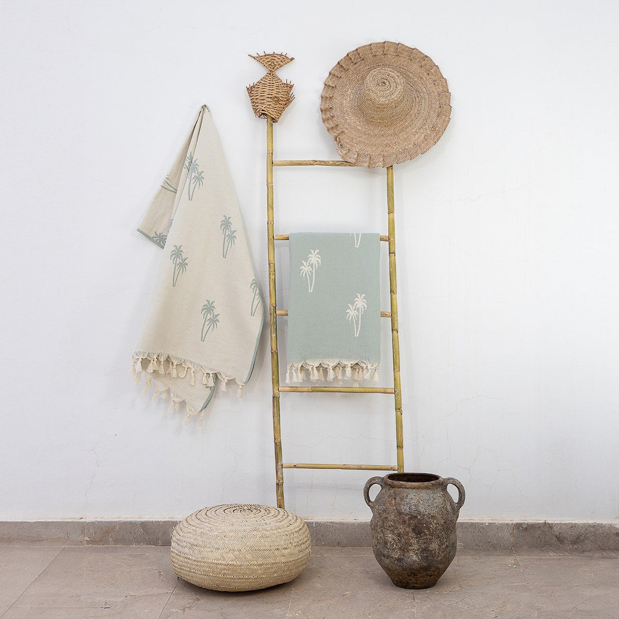 Palmier - Fouta Jacquard - Vert D'Eau