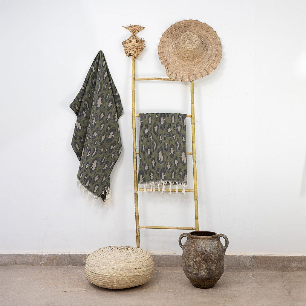 Jacquard Fouta - Cotton - Khaki Green - Leopard