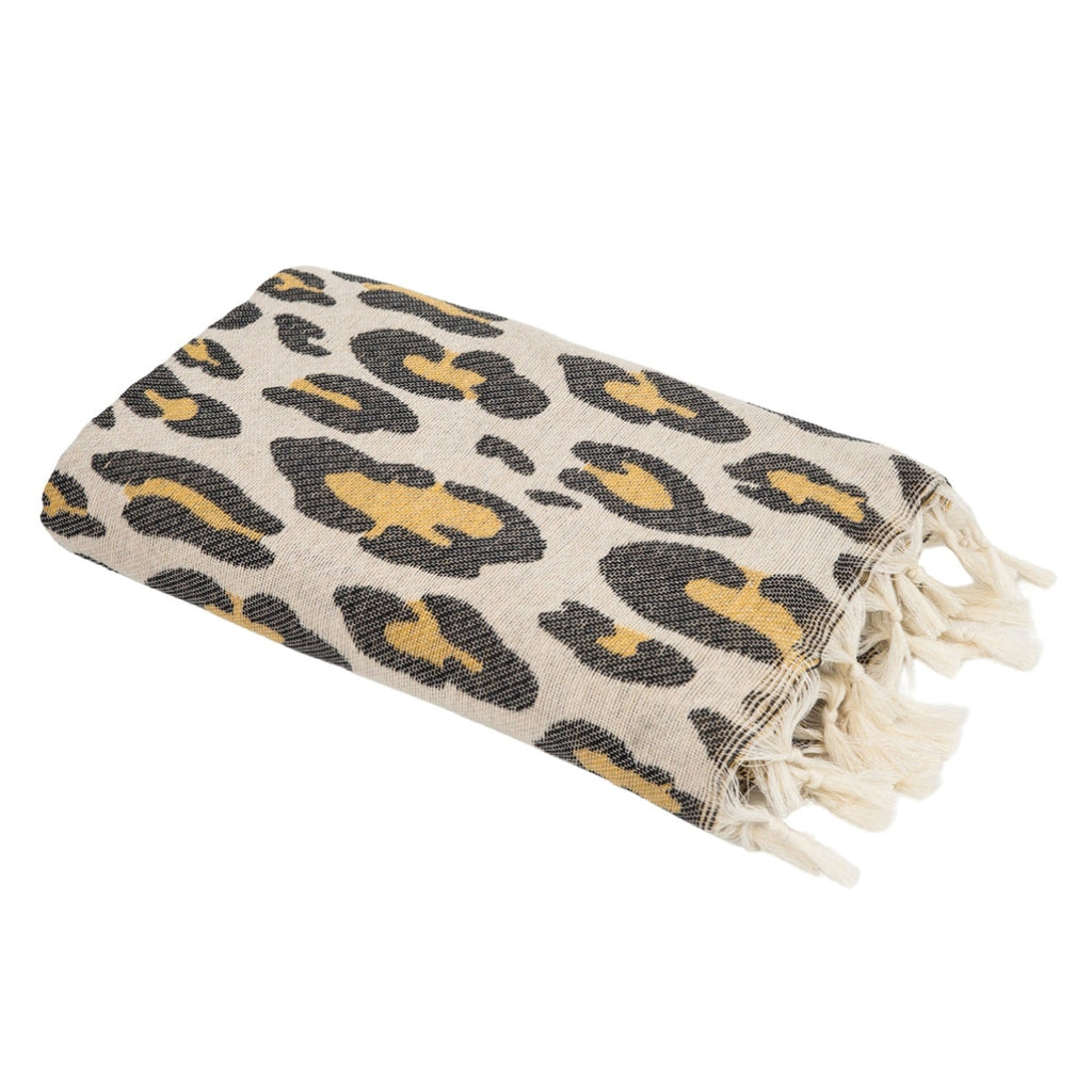 Fouta jacquard coton 100x200 LEOPARD marron