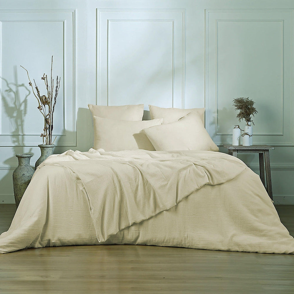 Carla - Housse De Couette - Gaze De Coton - Sable